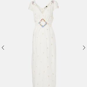 White Sweetheart Flutter Sleeve Maxi Gown